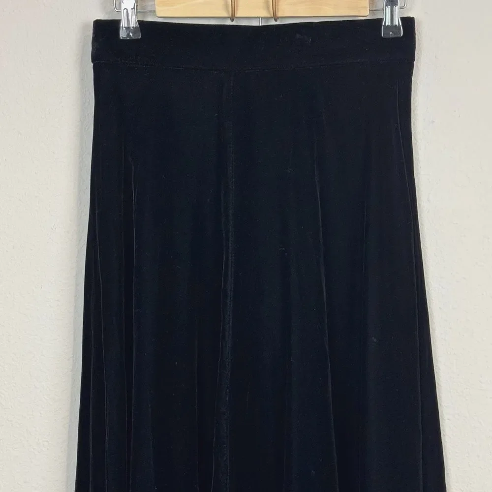 Vintage 90s Michelle Stuart Black Velvet Maxi Skirt 10 (27" waist) - Picture 9 of 9